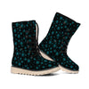 Blue Bitcoin Pattern Print Winter Boots