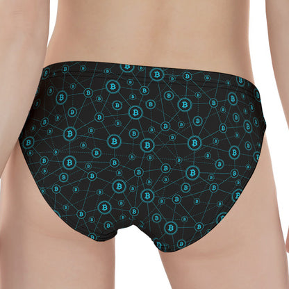 Blue Bitcoin Pattern Print Women's Panties