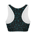 Blue Bitcoin Pattern Print Women's Sports Bra