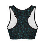 Blue Bitcoin Pattern Print Women's Sports Bra