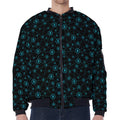 Blue Bitcoin Pattern Print Zip Sleeve Bomber Jacket