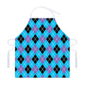 Blue Black And Purple Argyle Print Adjustable Apron