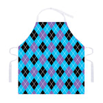 Blue Black And Purple Argyle Print Adjustable Apron