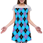 Blue Black And Purple Argyle Print Adjustable Apron