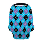 Blue Black And Purple Argyle Print Baby Seat Cover