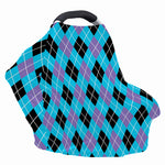 Blue Black And Purple Argyle Print Baby Seat Cover