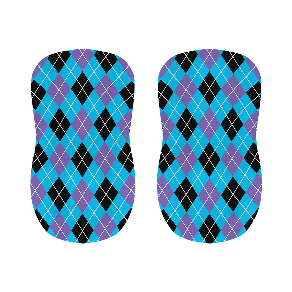 Blue Black And Purple Argyle Print Bar Stool Covers