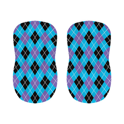 Blue Black And Purple Argyle Print Bar Stool Covers