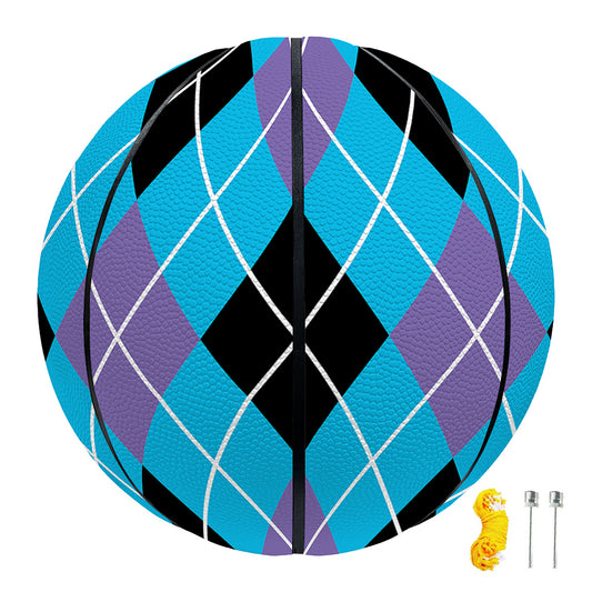 Blue Black And Purple Argyle Print Basketball