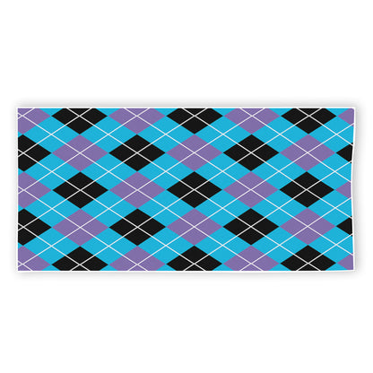 Blue Black And Purple Argyle Print Beach Towel