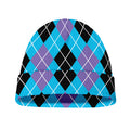 Blue Black And Purple Argyle Print Beanie