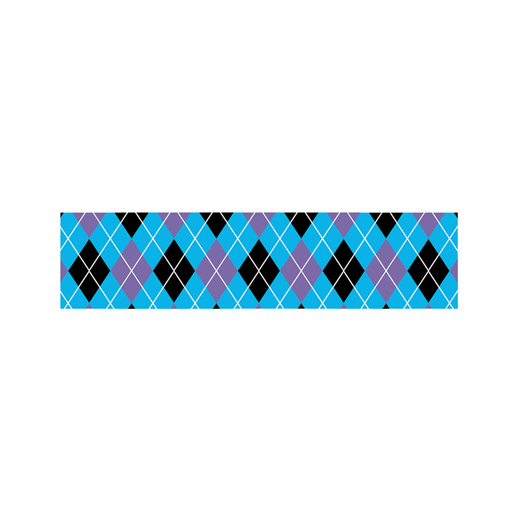 Blue Black And Purple Argyle Print Bed Runner