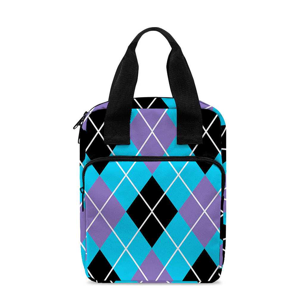 Blue Black And Purple Argyle Print Bible Tote Bag
