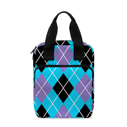 Blue Black And Purple Argyle Print Bible Tote Bag
