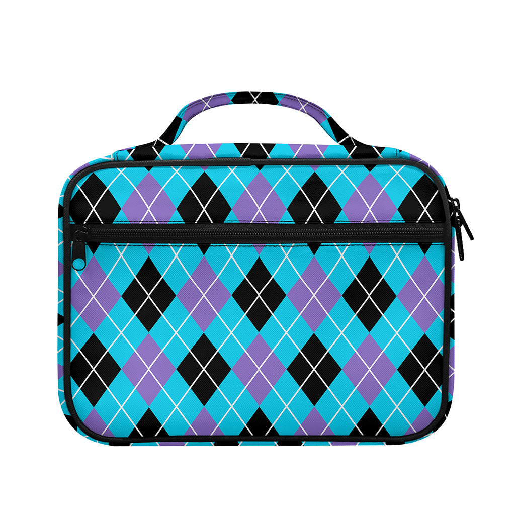 Blue Black And Purple Argyle Print Briefcase Bible Bag