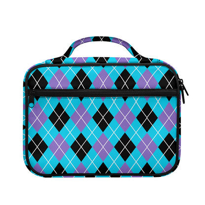 Blue Black And Purple Argyle Print Briefcase Bible Bag