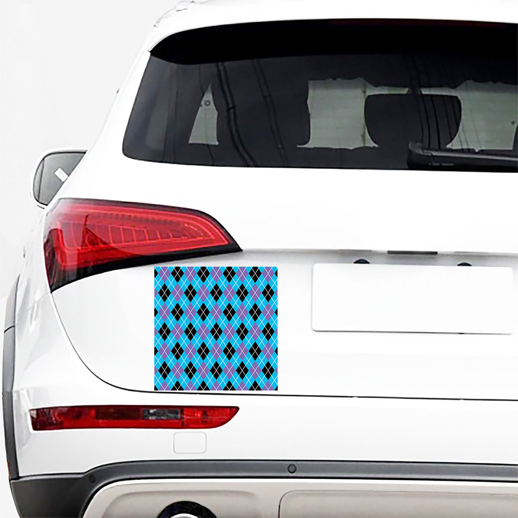 Blue Black And Purple Argyle Print Car Sticker