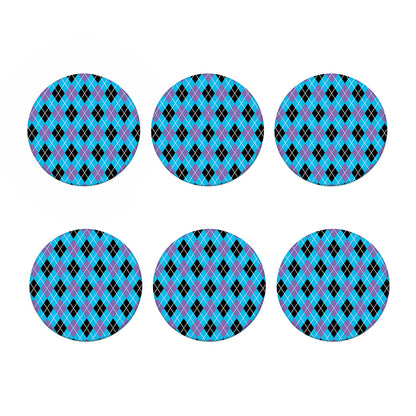 Blue Black And Purple Argyle Print Coaster Set