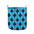 Blue Black And Purple Argyle Print Collapsible Laundry Basket