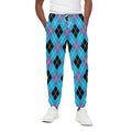 Blue Black And Purple Argyle Print Cotton Sweatpants