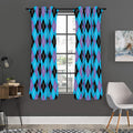 Blue Black And Purple Argyle Print Grommet Curtain Panels