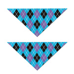 Blue Black And Purple Argyle Print Dog Bandana