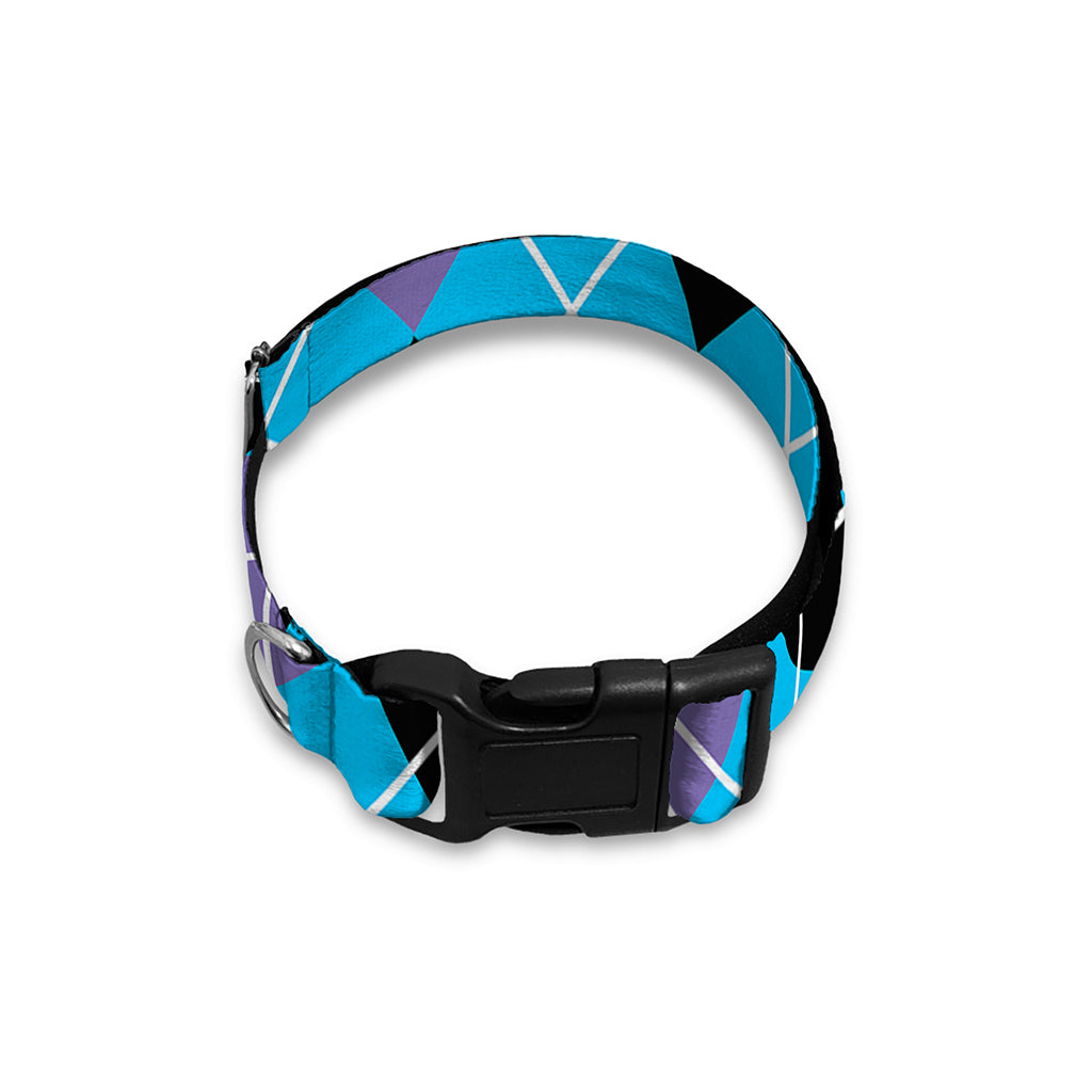 Blue Black And Purple Argyle Print Dog Collar