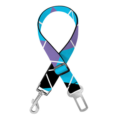 Blue Black And Purple Argyle Print Dog Seat Belt