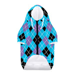 Blue Black And Purple Argyle Print Dog Zip Up Hoodie
