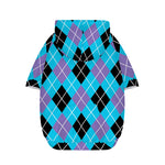 Blue Black And Purple Argyle Print Dog Zip Up Hoodie