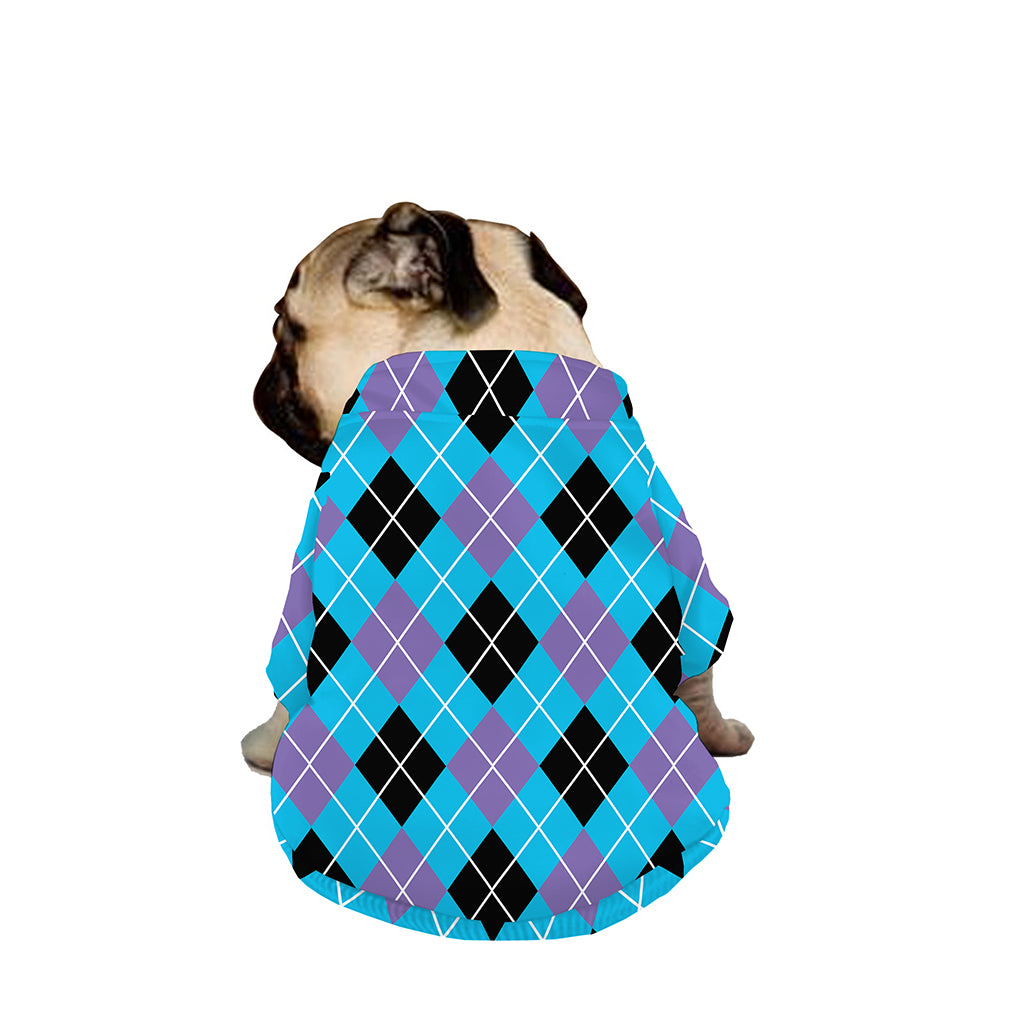 Blue Black And Purple Argyle Print Dog Zip Up Jacket