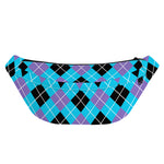 Blue Black And Purple Argyle Print Fanny Pack