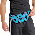Blue Black And Purple Argyle Print Fanny Pack
