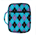 Blue Black And Purple Argyle Print Front Pocket Bible Bag