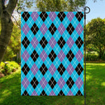 Blue Black And Purple Argyle Print Garden Flag