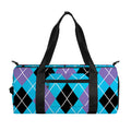 Blue Black And Purple Argyle Print Gym Bag