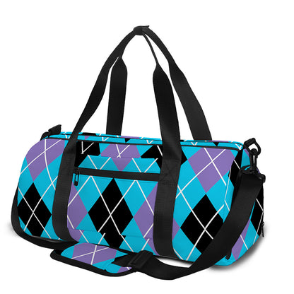 Blue Black And Purple Argyle Print Gym Bag
