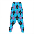 Blue Black And Purple Argyle Print Hammer Pants