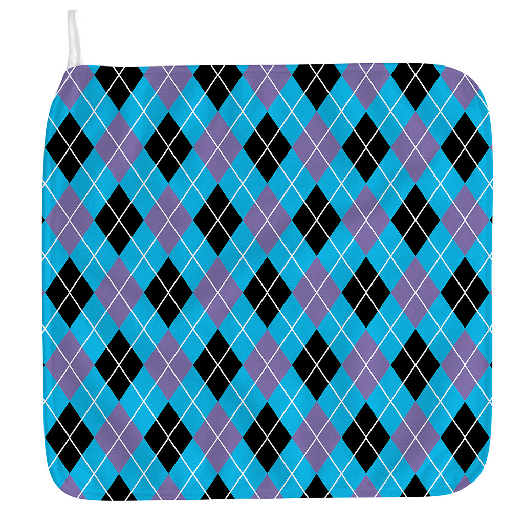 Blue Black And Purple Argyle Print Hand Towel
