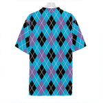 Blue Black And Purple Argyle Print Hawaiian Shirt