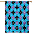 Blue Black And Purple Argyle Print House Flag