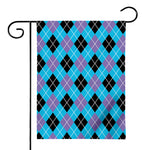 Blue Black And Purple Argyle Print House Flag