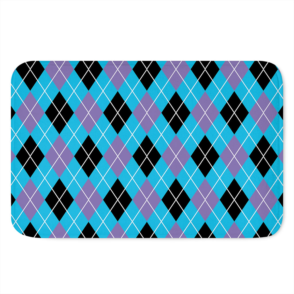 Blue Black And Purple Argyle Print Indoor Door Mat