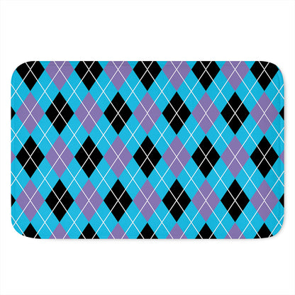 Blue Black And Purple Argyle Print Indoor Door Mat