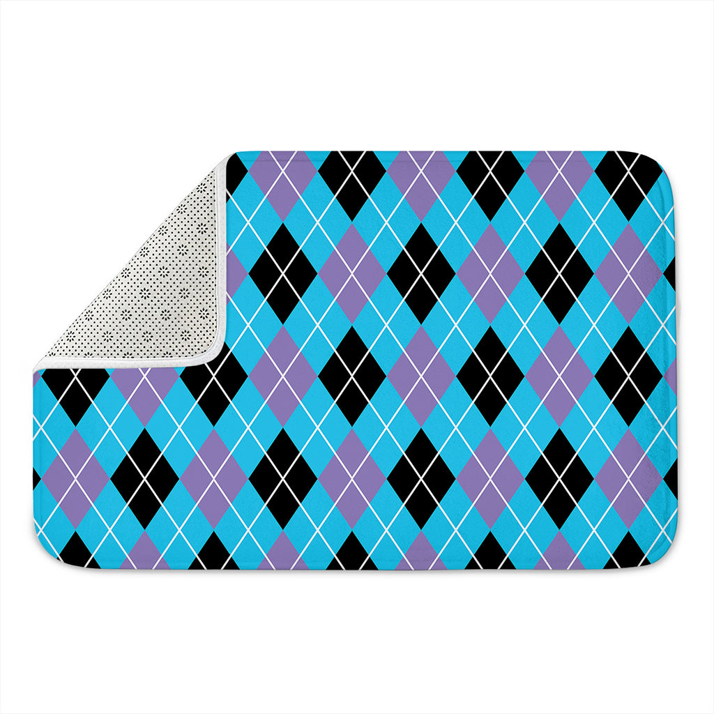 Blue Black And Purple Argyle Print Indoor Door Mat