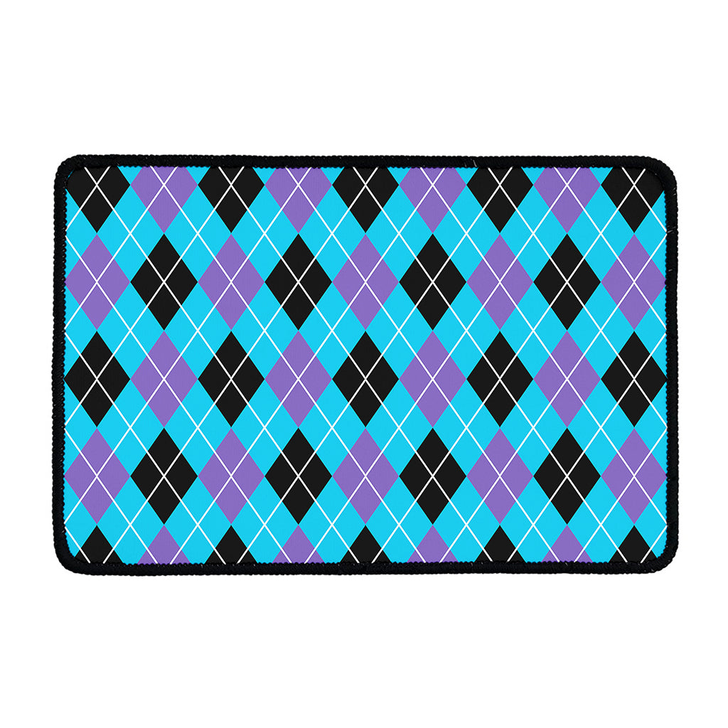 Blue Black And Purple Argyle Print Kitchen Mat
