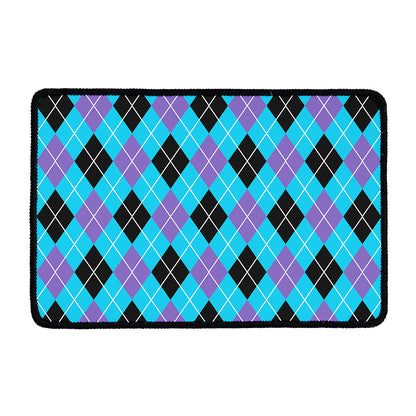 Blue Black And Purple Argyle Print Kitchen Mat