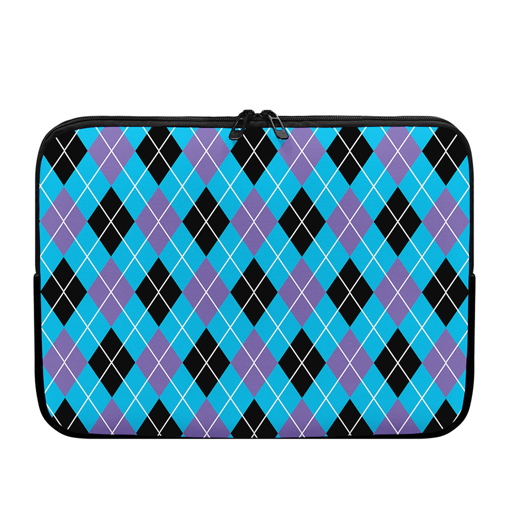 Blue Black And Purple Argyle Print Laptop Sleeve