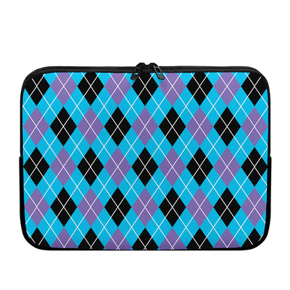 Blue Black And Purple Argyle Print Laptop Sleeve