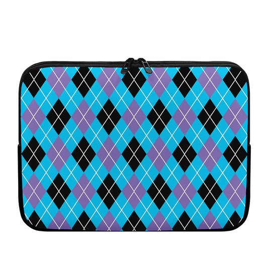 Blue Black And Purple Argyle Print Laptop Sleeve